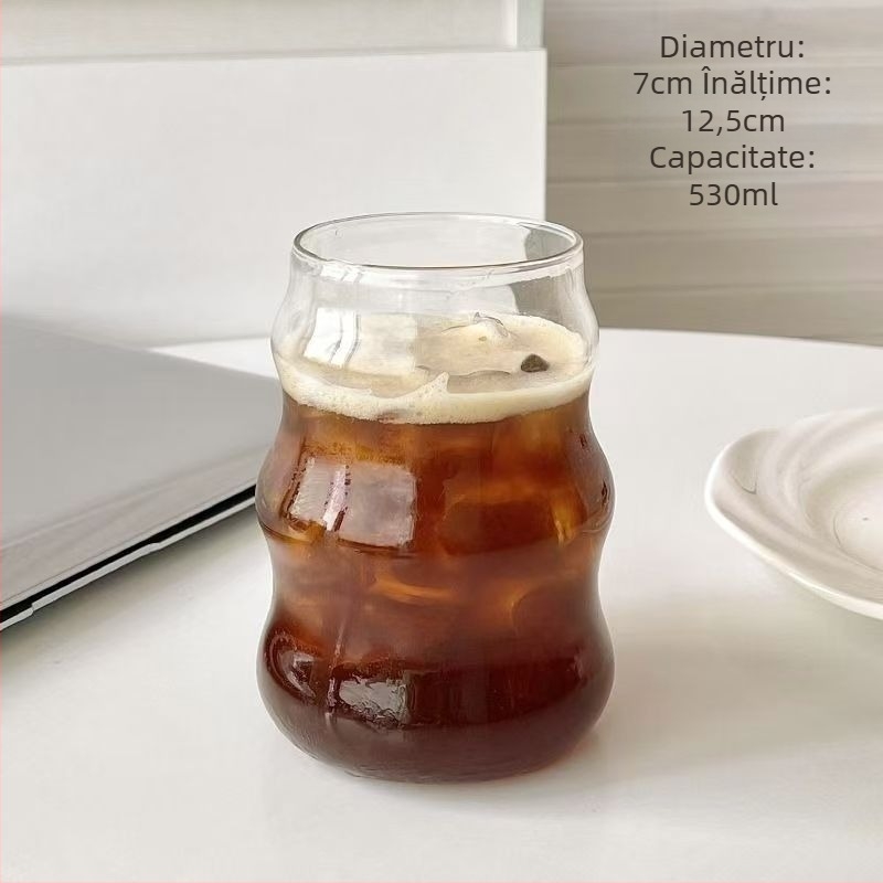 Ceașcă de cafea cu filet din sticlă borosilicată transparentă, de înaltă calitate, Fengyunduo, cu paie