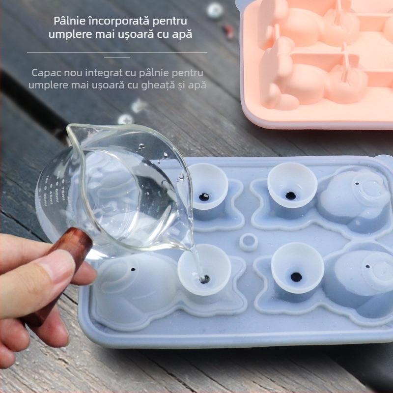 Tavă de gheață drăguță pentru pisici, 4 piese, matriță de gheață din silicon alimentar, whisky, vin, hochei pe gheață, în stoc en-gros