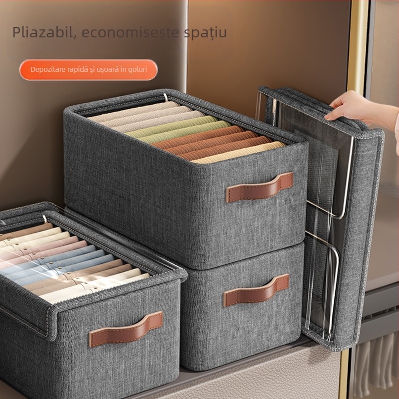 Cutie de depozitare pentru dulap cationic, cu cadru din oțel, cutie de depozitare pentru pantaloni, cutie de depozitare pentru dormitor, depozitare pentru haine