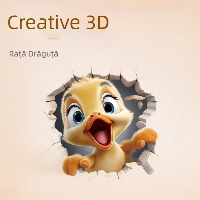 Autocolante de toaletă cu rață drăguță creativă, explozii transfrontaliere, autocolante de perete, modele decorative de fundal pentru perete