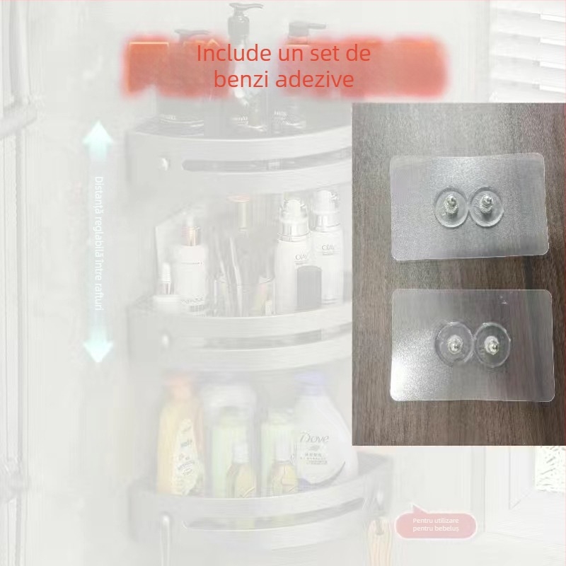 Suport de depozitare pentru toaletă, montat pe perete, suport de toaletă triunghiular, suport de colț pentru umeraș, fără perforații, pentru baie, toaletă