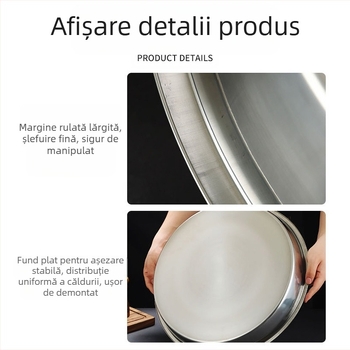 Placă din oțel inoxidabil 316 de calitate alimentară, disc, placă de uz casnic cu fund plat, placă de abur, tavă rotundă, placă de fier, vas îngroșat
