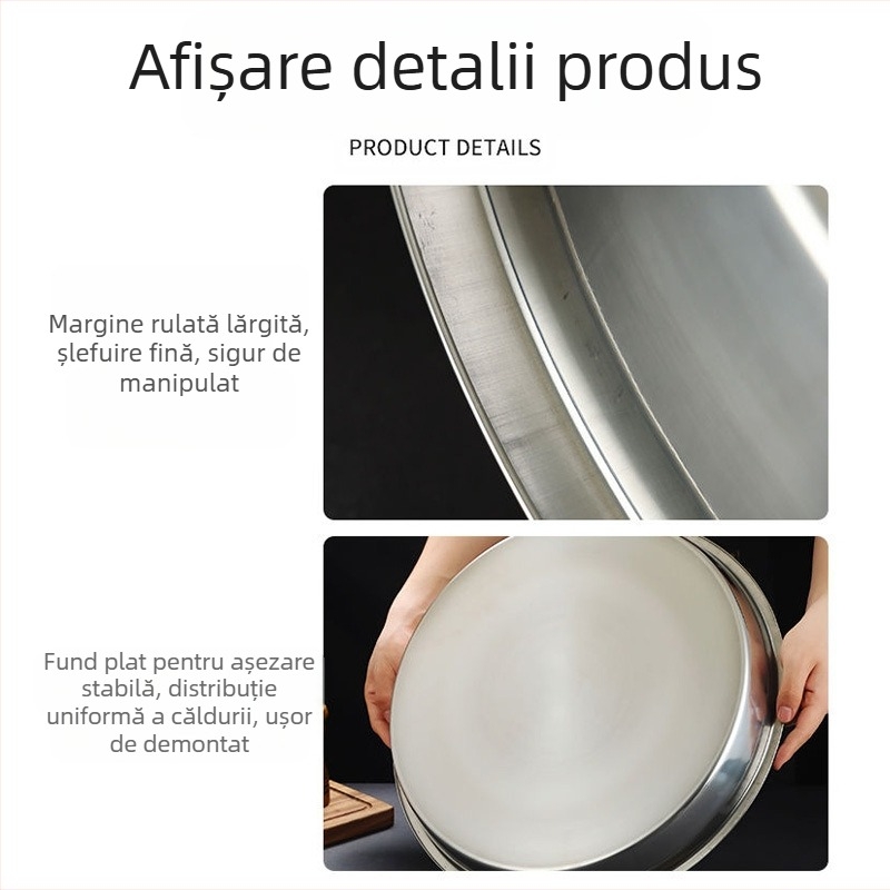 Placă din oțel inoxidabil 316 de calitate alimentară, disc, placă de uz casnic cu fund plat, placă de abur, tavă rotundă, placă de fier, vas îngroșat
