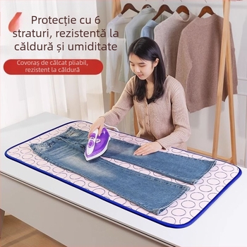 Masă de călcat de uz casnic, saltea de călcat cu șase straturi, izolație termică îngroșată, impermeabilă, pliabilă, portabilă, cu fier de călcat agățat, mașină de călcat pentru călcat