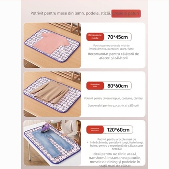 Masă de călcat de uz casnic, saltea de călcat cu șase straturi, izolație termică îngroșată, impermeabilă, pliabilă, portabilă, cu fier de călcat agățat, mașină de călcat pentru călcat