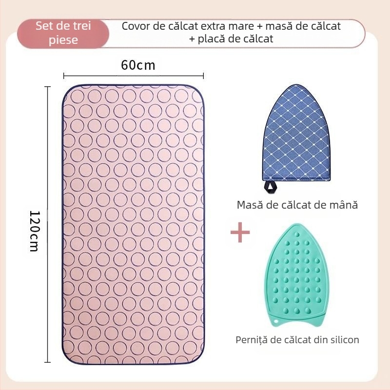 Masă de călcat de uz casnic, saltea de călcat cu șase straturi, izolație termică îngroșată, impermeabilă, pliabilă, portabilă, cu fier de călcat agățat, mașină de călcat pentru călcat