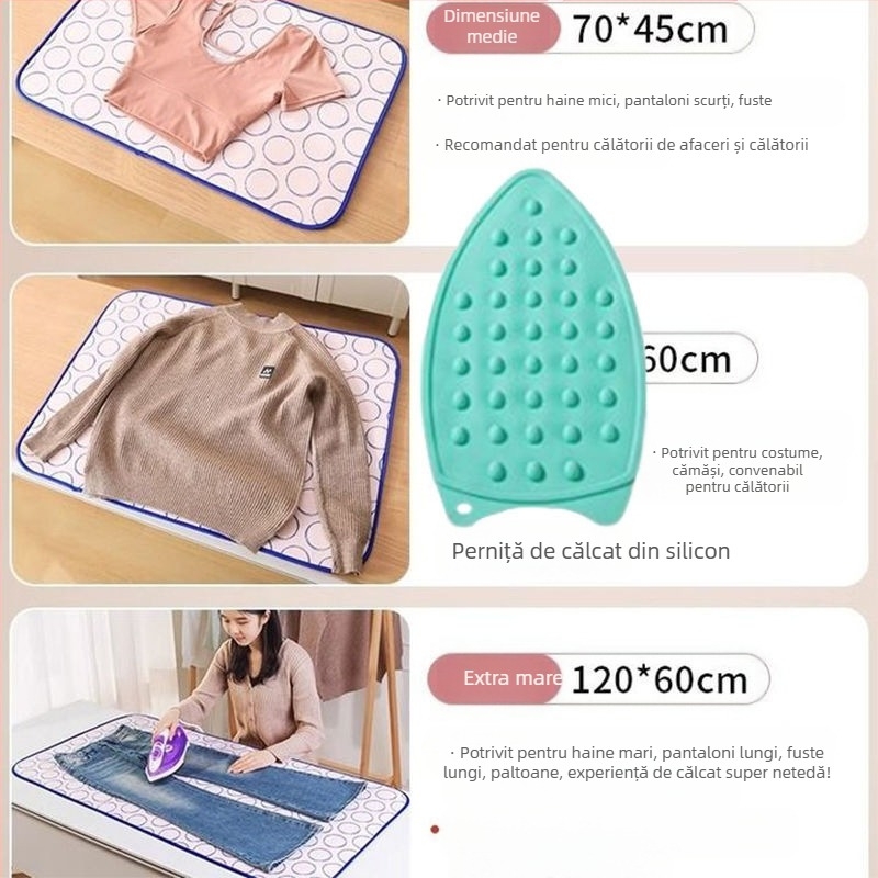 Masă de călcat de uz casnic, saltea de călcat cu șase straturi, izolație termică îngroșată, impermeabilă, pliabilă, portabilă, cu fier de călcat agățat, mașină de călcat pentru călcat