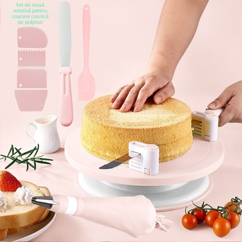 Platou rotativ antiderapant pentru tort, masă rotativă, costum de decorare pentru tort, platan rotativ pentru tort, instrumente de copt DIY