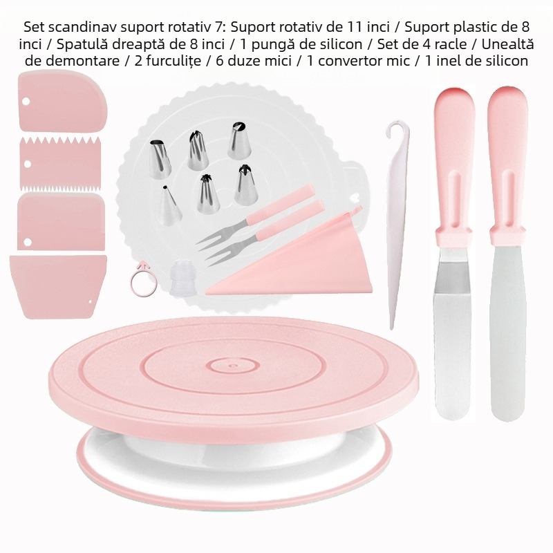 Platou rotativ antiderapant pentru tort, masă rotativă, costum de decorare pentru tort, platan rotativ pentru tort, instrumente de copt DIY