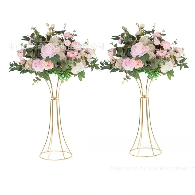 Fier forjat geometric gol flori suport ornamente talie aurie flori Ware nuntă masă flori Ware recuzită nuntă suport flori drum