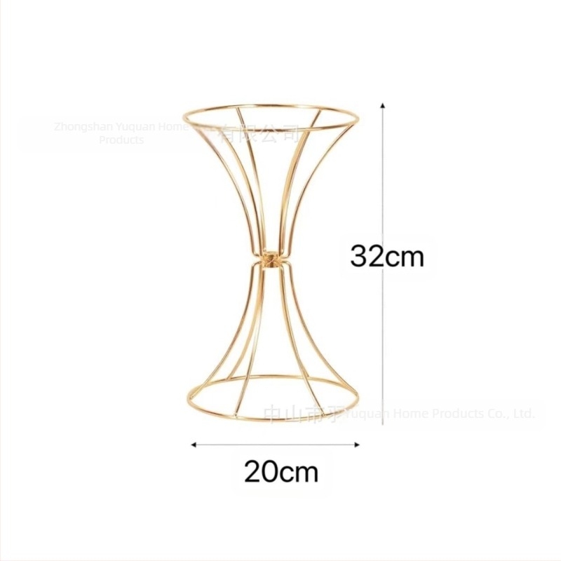 Fier forjat geometric gol flori suport ornamente talie aurie flori Ware nuntă masă flori Ware recuzită nuntă suport flori drum