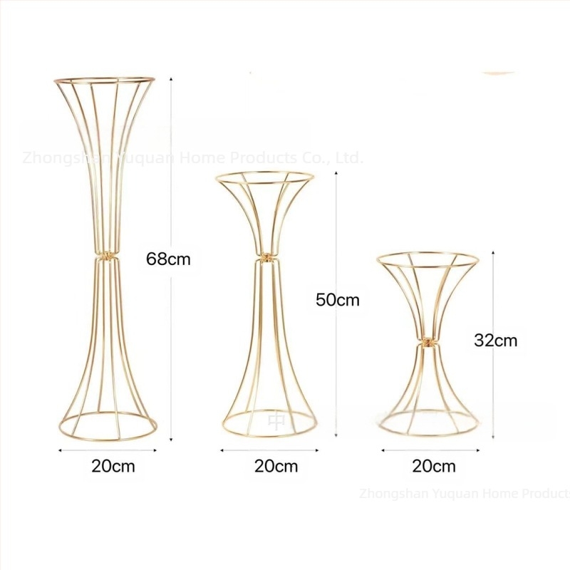 Fier forjat geometric gol flori suport ornamente talie aurie flori Ware nuntă masă flori Ware recuzită nuntă suport flori drum