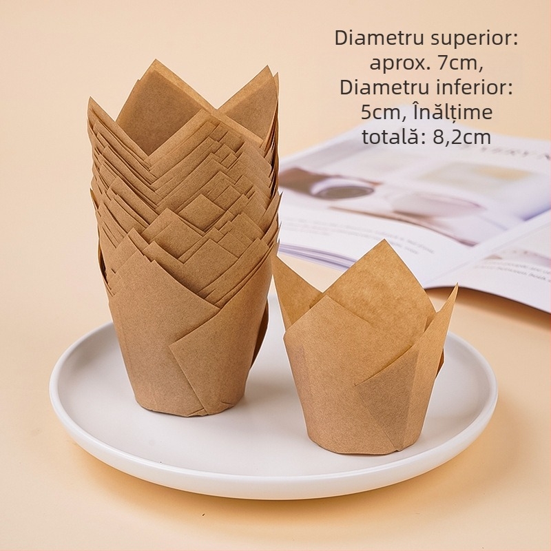 Pahar de hârtie cu lalele Amazon, suport pentru tort, suport pentru flacără, suport pentru brioșe, suport pentru hârtie rezistentă la ulei, en-gros din fabrică