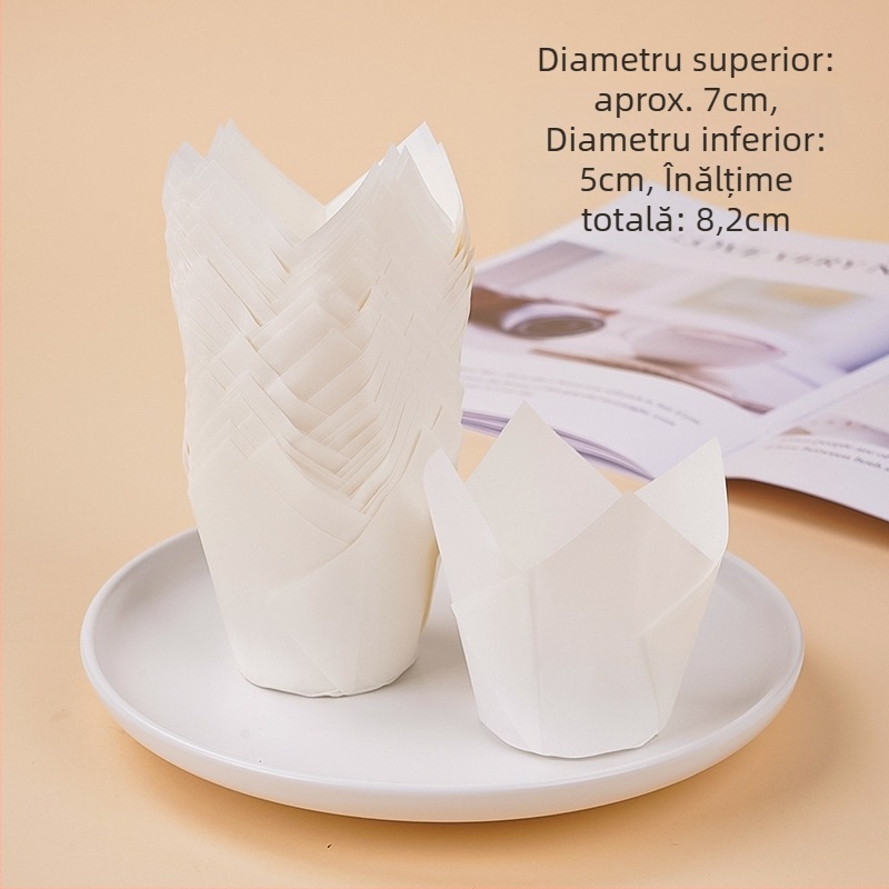 Pahar de hârtie cu lalele Amazon, suport pentru tort, suport pentru flacără, suport pentru brioșe, suport pentru hârtie rezistentă la ulei, en-gros din fabrică