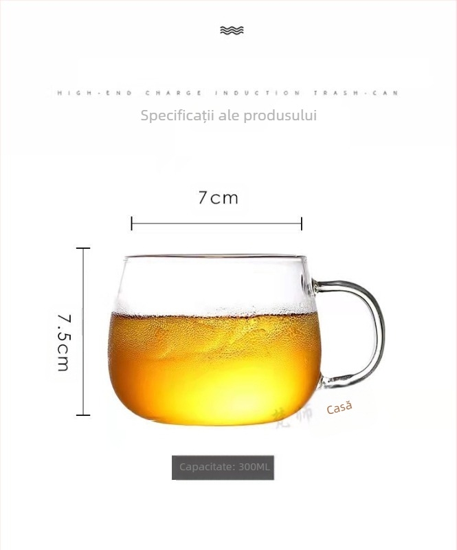 Set de trei căni de sticlă cu filtru și formă de ciupercă, capacitate mare pentru prepararea ceaiului din flori, potrivit pentru uz casnic și la birou, rezistent la temperaturi ridicate