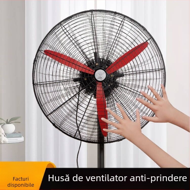 Husă pentru ventilator industrial, husă de siguranță pentru ventilator de podea manuală anti-ciupire, pentru copii și copii, plasă de protecție all-inclusive, husă pentru ventilator cu corn mare