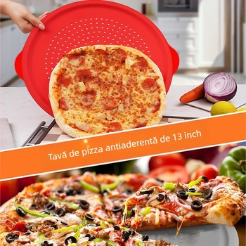 Tavă de pizza antiaderentă Amazon, rezistentă la temperaturi ridicate, curățare ușoară, cu găuri, tavă de pizza din silicon de calitate alimentară, consumabile de copt