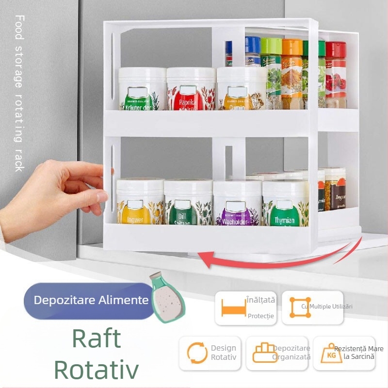 Raft rotativ pentru depozitarea bucătăriei, raft de depozitare multistrat, dulap de depozitare a ingredientelor alimentare, raft de depozitare pivotant