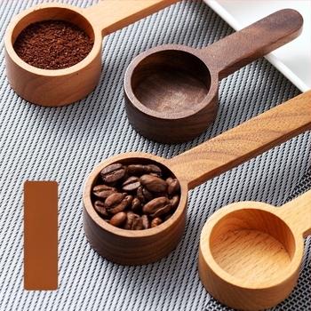 Lingură de măsurare a boabelor de cafea din nuc negru, lingură de măsurare din lemn masiv, grame, mai multe linguri, cafea pudră, lapte praf, greutate cantitativă, lingură de grame, lingură de măsurare