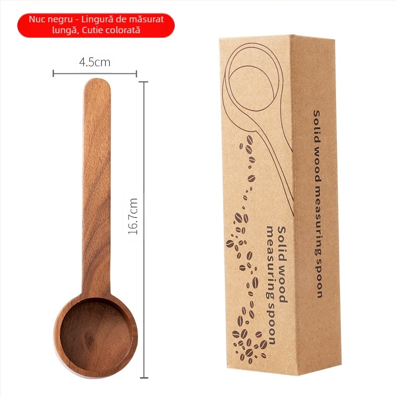 Lingură de măsurare a boabelor de cafea din nuc negru, lingură de măsurare din lemn masiv, grame, mai multe linguri, cafea pudră, lapte praf, greutate cantitativă, lingură de grame, lingură de măsurare