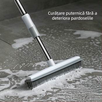 Perie de baie pentru podea, perie cu mâner lung, perie cu gresie și toaletă, perie cu peri duri pentru baie, curățarea podelelor, perie din silicon pentru gresie și podea