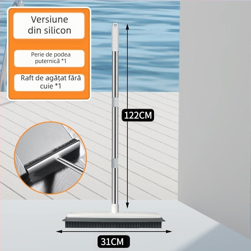 Perie de baie pentru podea, perie cu mâner lung, perie cu gresie și toaletă, perie cu peri duri pentru baie, curățarea podelelor, perie din silicon pentru gresie și podea
