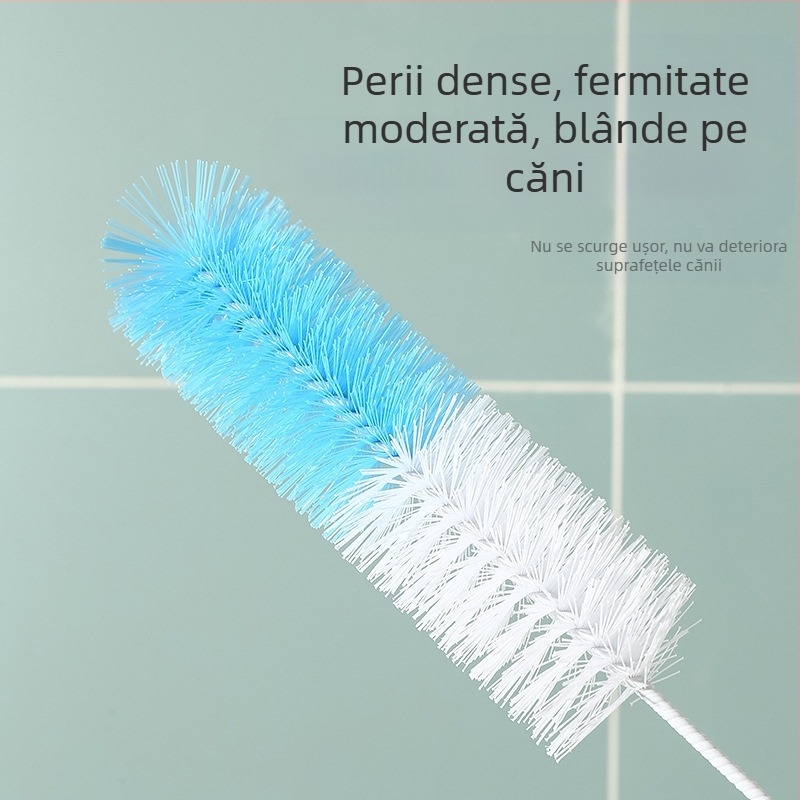Perie de spălat cu mâner lung, en-gros, perie pentru sticlă, termos, perie cu burete, perie lungă pentru sticlă, flexibilă, aparat de curățenie de uz casnic, transparentă