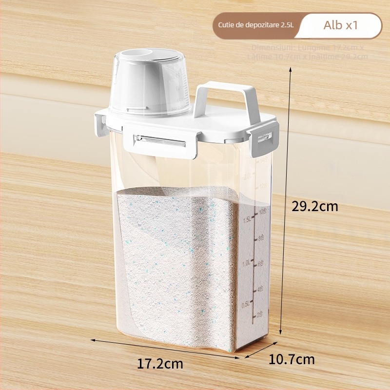 Găleată de depozitare a detergentului de rufe de uz casnic, dimensiuni mari, mici, din plastic, cu capac, sigilat, rezistent la umiditate, rezervor de depozitare a lichidului pentru rufe umede, cu inel portabil