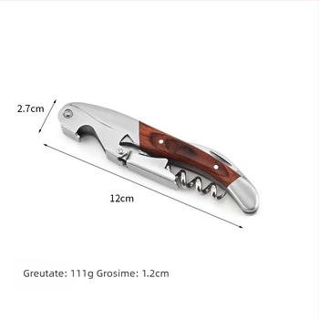 Deschizător de sticle cu mâner din lemn din oțel inoxidabil, en-gros, deschizător de sticle de vin, deschizător de sticle de bere multifuncțional, gadget de bucătărie