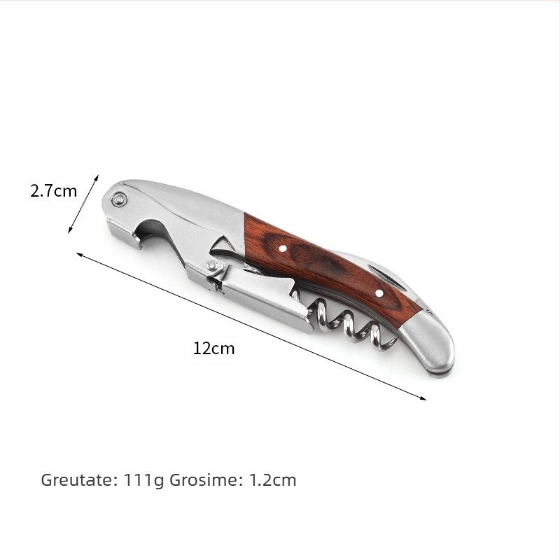 Deschizător de sticle cu mâner din lemn din oțel inoxidabil, en-gros, deschizător de sticle de vin, deschizător de sticle de bere multifuncțional, gadget de bucătărie