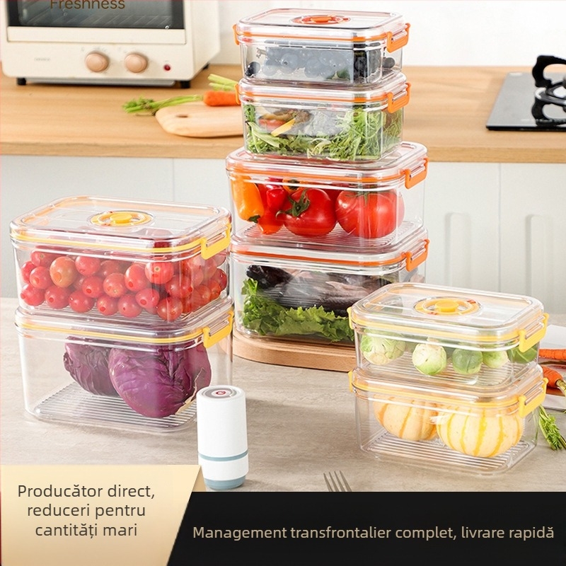 Cutie de depozitare sigilată în vid din plastic de calitate alimentară, cu microunde, încălzire, frigider de uz casnic, cutie de depozitare a alimentelor și legumelor