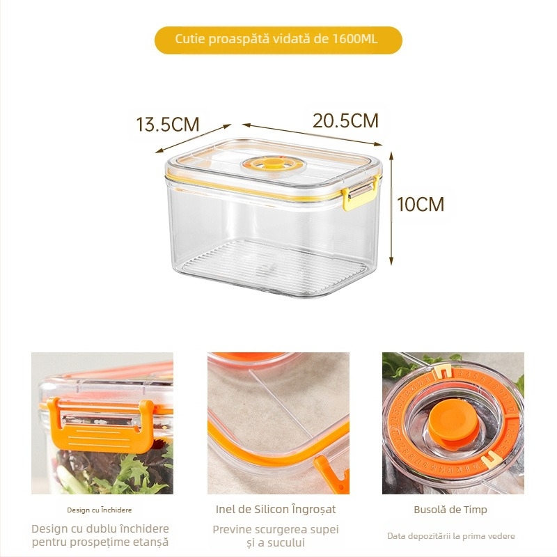 Cutie de depozitare sigilată în vid din plastic de calitate alimentară, cu microunde, încălzire, frigider de uz casnic, cutie de depozitare a alimentelor și legumelor