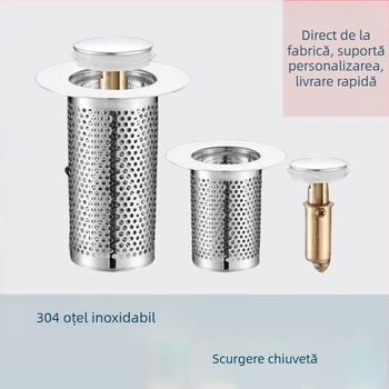 Dop de scurgere pentru lavoar, din oțel inoxidabil, deodorant, cu miez de respingere, tip presă, scurgere pentru lavoar, accesorii universale