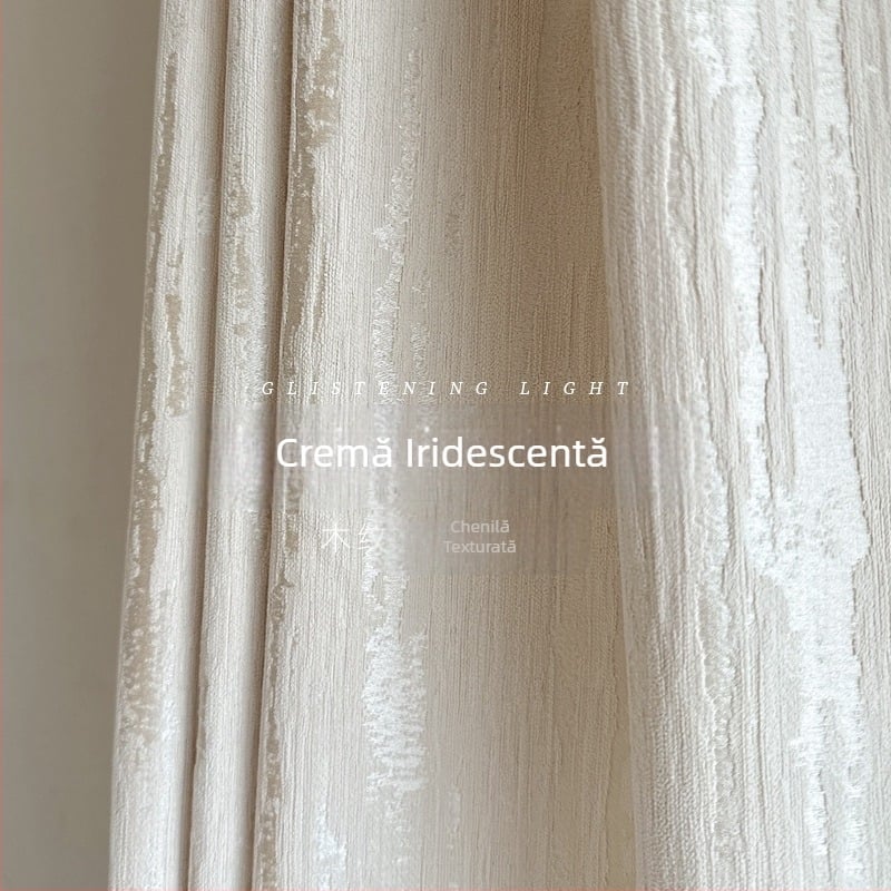 Perdea de dormitor personalizată de înaltă calitate, stil francez crem, jacquard de înaltă precizie, cu model chenilă din lemn, cu aspect de lemn, Light Years