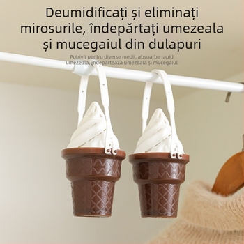 Dezumidificator pentru garderobă cu înghețată, cutie agățată cu umbrelă, cu tabletă de aromaterapie, rezistentă la umiditate, rezistentă la mucegai, deshidratant mic