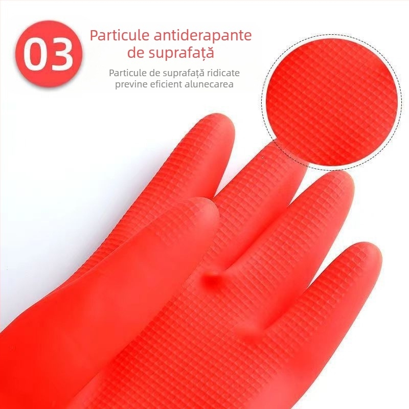Mănuși de uz casnic din latex pentru spălat vase, cauciuc durabil, lungime extinsă, calde, impermeabile, pentru treburi casnice în bucătărie, curățare antiderapantă