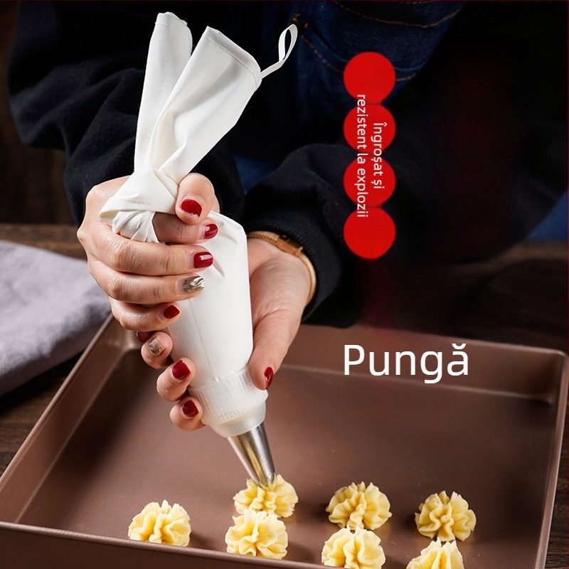 Pungă de patiserie din bumbac gros, comercială, de dimensiuni mari, pungă de biscuiți stoarcabilă, pungă de patiserie cremoasă, reutilizabilă pentru uz casnic