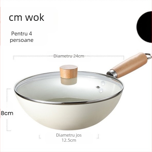 Oală mică de fier, 20 cm, în stil japonez, mini oală plată de uz casnic, neacoperită, cu aragaz cu inducție, potrivită pentru wok mic