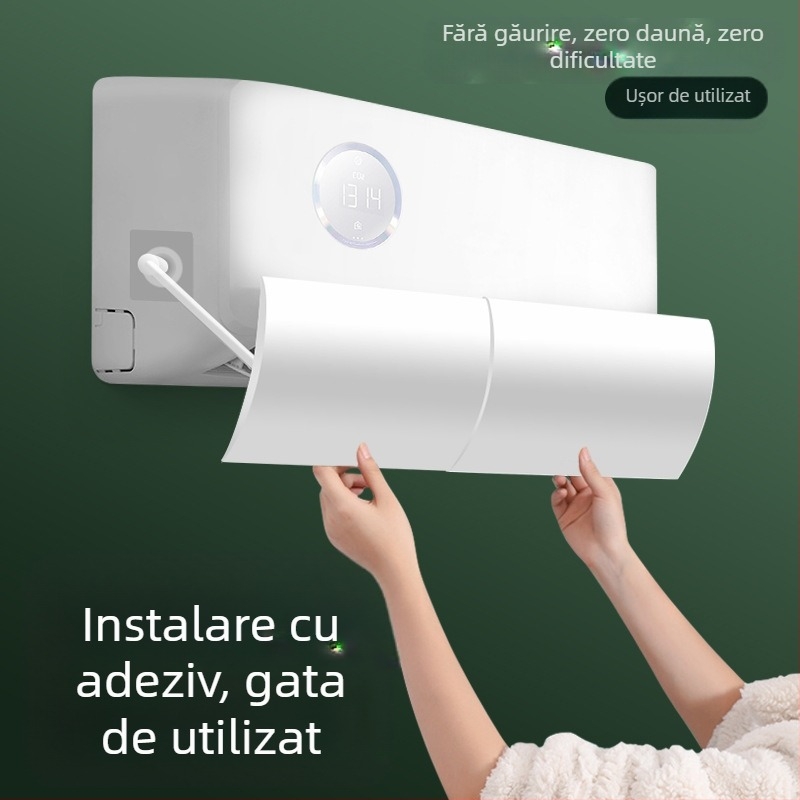 Deflector de vânt pentru aer condiționat, universal, pentru aer condiționat, cu lună, paravânt, montat pe perete, deflector de vânt pentru aer condiționat, fără instalare, pentru a preveni suflarea directă