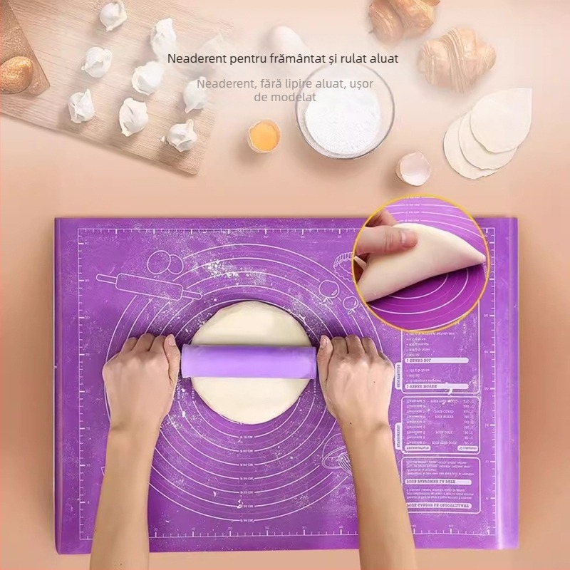 Covoraș de frământat din silicon transfrontalier, de calitate alimentară, pentru copt, îngroșat, antiaderent, moale, din silicon, de uz casnic, cu cântar