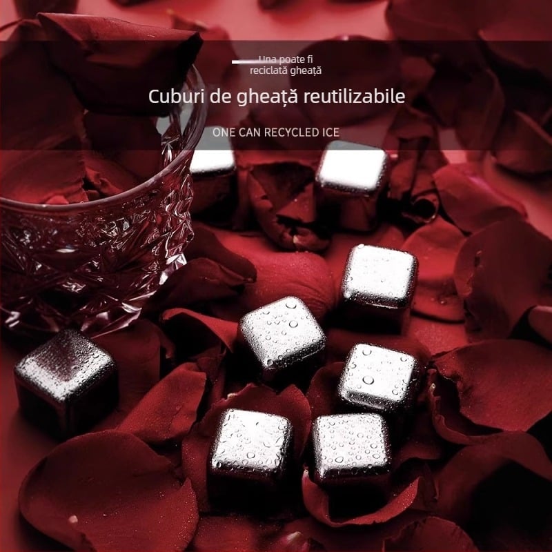 Mingi de hochei pe gheață reciclabile din oțel inoxidabil 304, congelate rapid, cu granule de fier, răcitoare de vară, Coke, Whisky