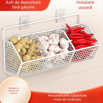 Coș de depozitare cu ghimbir și usturoi, coș agățat, bucătărie, ghimbir, usturoi, coș de perete cu usturoi, cutie de depozitare, coș de depozitare pentru bucătărie
