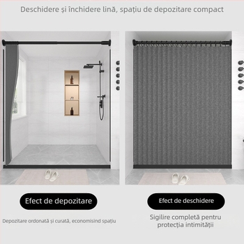 Perdea de duș pliabilă, perdea despărțitoare pentru baie, fără perforații, impermeabilă, perdea de baie din imitație de in, producător de separare uscată și umedă