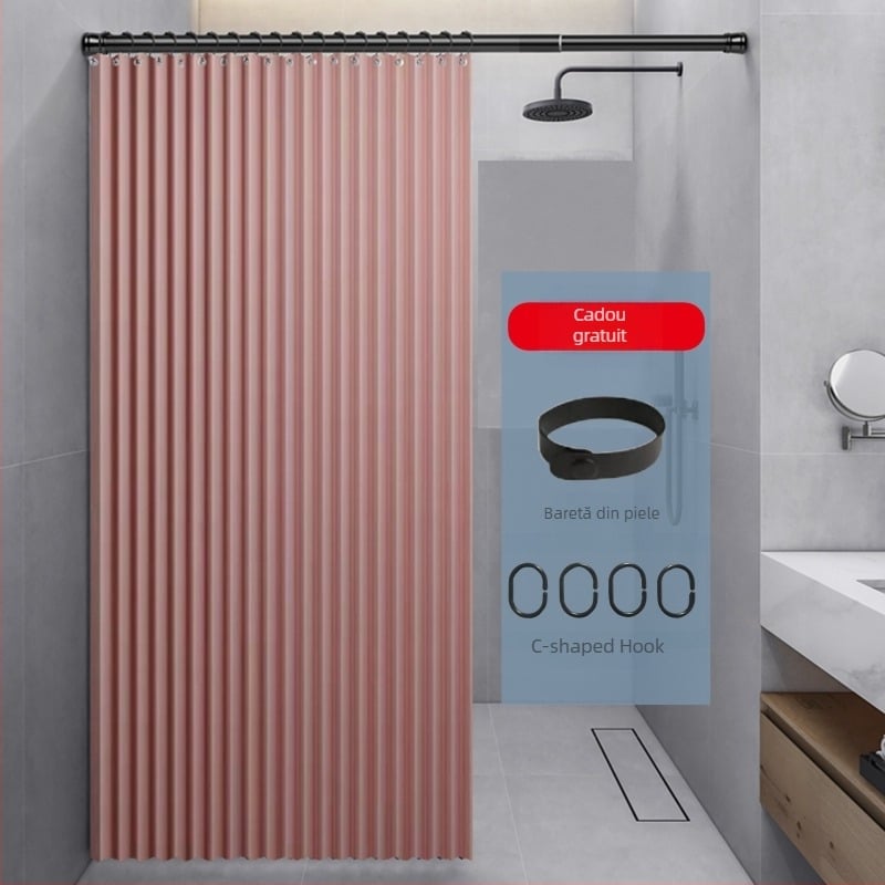 Perdea de duș pliabilă, perdea despărțitoare pentru baie, fără perforații, impermeabilă, perdea de baie din imitație de in, producător de separare uscată și umedă