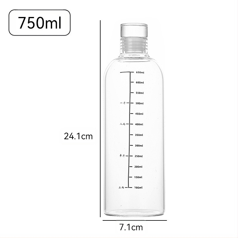Sticlă de înaltă calitate pentru infuzare la rece, cană de ceai rezistentă la căldură cu scală de timp, cană de apă din sticlă borosilicată cu conținut ridicat de ceai, cană de ceai pentru infuzare la rece 500~1000