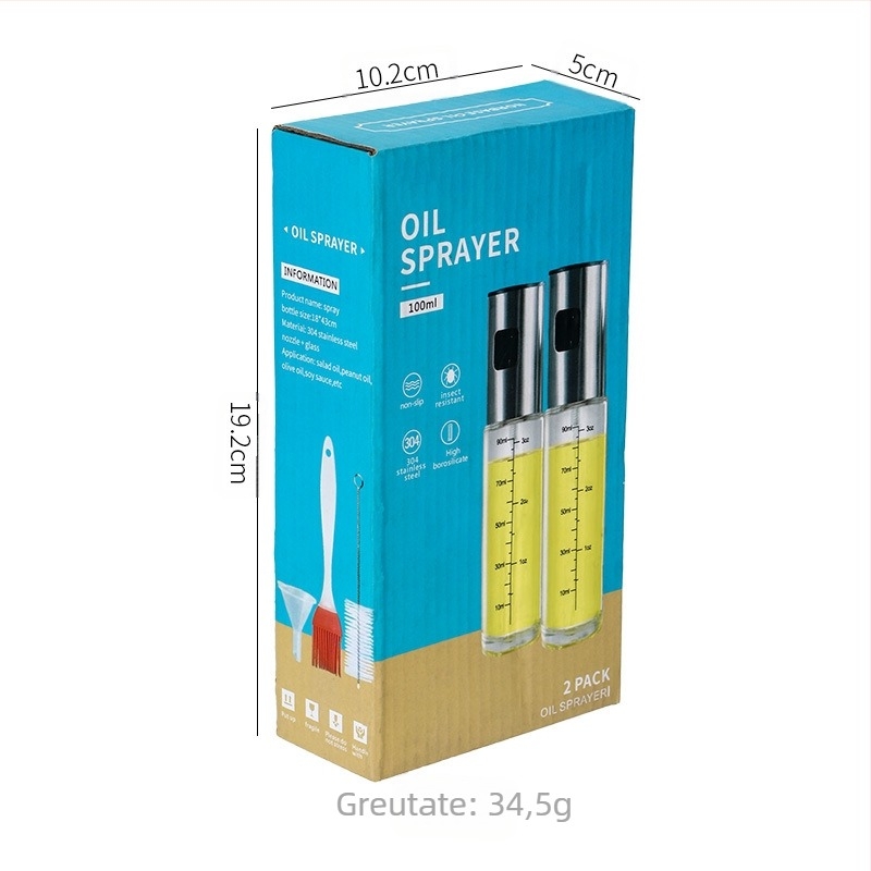 304 Sticlă de injecție a uleiului din oțel inoxidabil, presă pentru grătar, atomizare a injecției de ulei, sticlă de bucătărie, sos de oțet, injecție de ulei, oală de ulei din sticlă etanșă