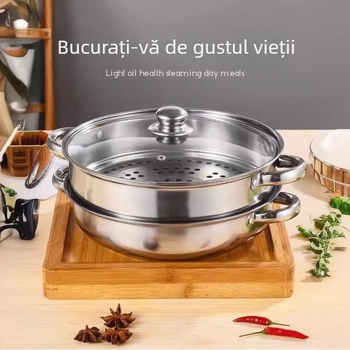 Aragaz cu inducție direct din fabrică, oală de supă din oțel inoxidabil de uz casnic, pentru supă pe gaz, oală fierbinte, abur cadou cu dublu strat