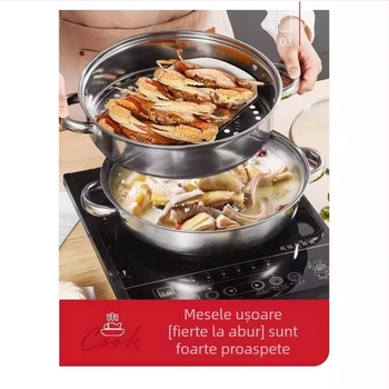 Aragaz cu inducție direct din fabrică, oală de supă din oțel inoxidabil de uz casnic, pentru supă pe gaz, oală fierbinte, abur cadou cu dublu strat