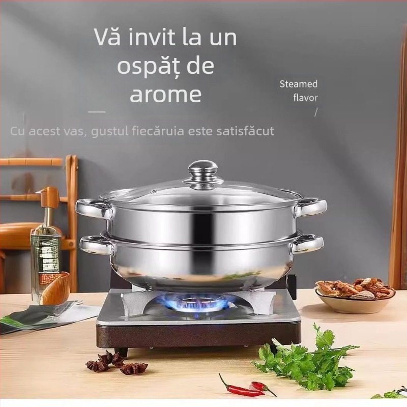 Aragaz cu inducție direct din fabrică, oală de supă din oțel inoxidabil de uz casnic, pentru supă pe gaz, oală fierbinte, abur cadou cu dublu strat