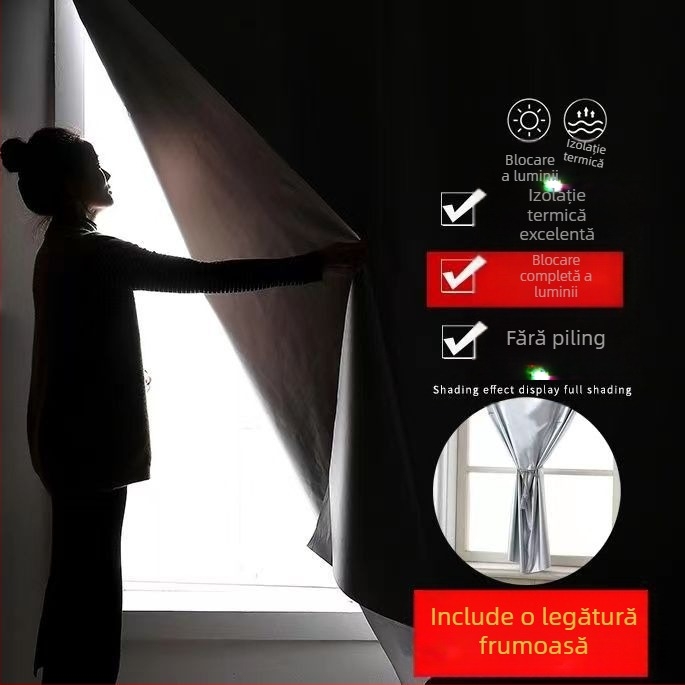 Cortina opacă completă, material finisat, parasolar, dormitor, balcon, cameră de închiriat, fără perforare, lichidare opacă